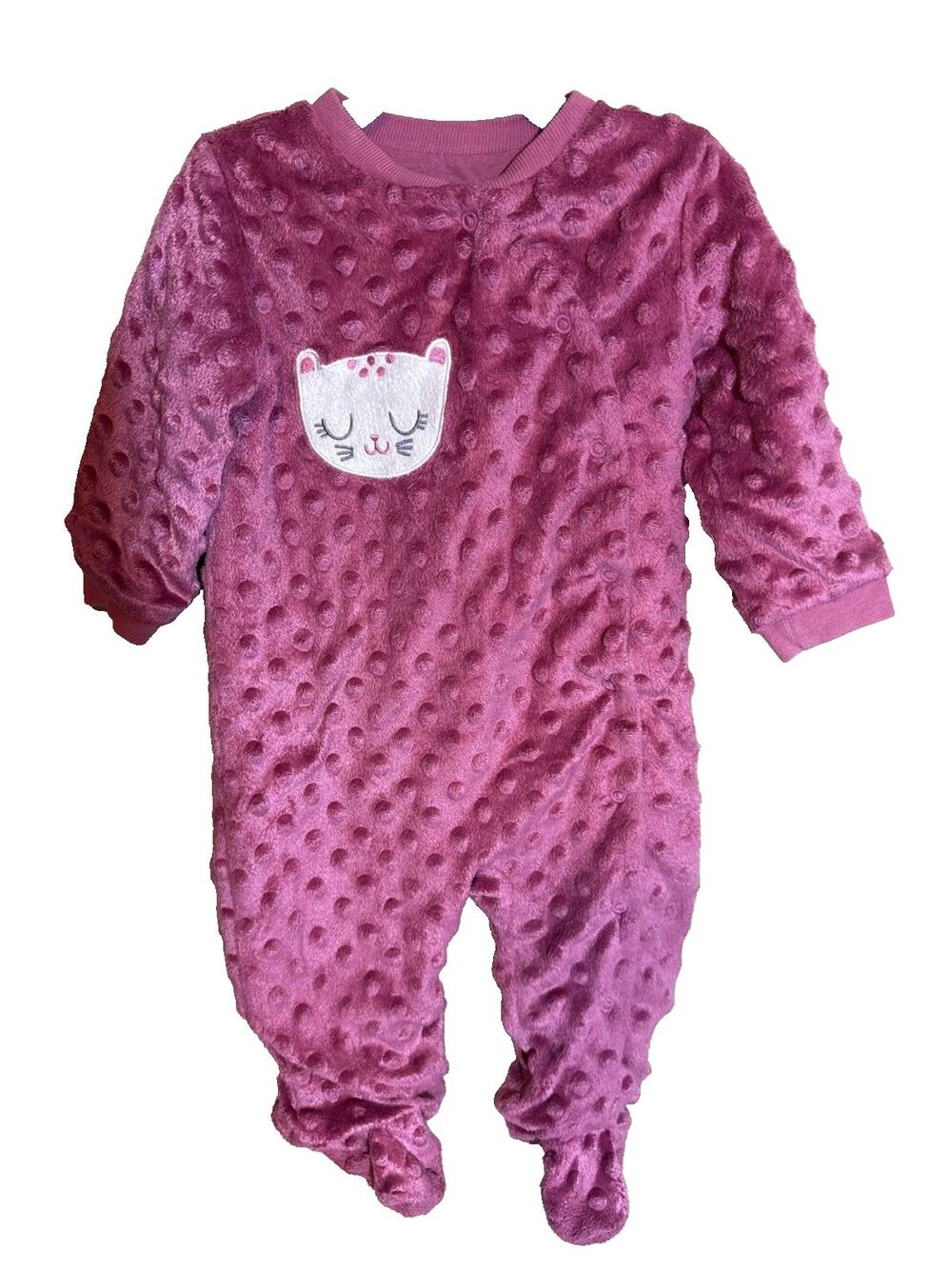 6-9m Baby Gear Girls Cat Pink Lined Snap Closure Warm Super Soft Outfit 1037
